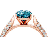 Rose gold Oval Cut Diamond Solitaire Engagement Ring with Pavé Band and Four-Prong Setting_4