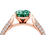 Rose gold Oval Cut Diamond Solitaire Engagement Ring with Pavé Band and Four-Prong Setting_4