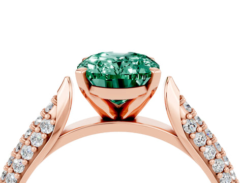 Rose gold Oval Cut Diamond Solitaire Engagement Ring with Pavé Band and Four-Prong Setting_4