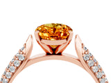 Rose gold Oval Cut Diamond Solitaire Engagement Ring with Pavé Band and Four-Prong Setting_4