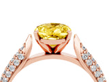 Rose gold Oval Cut Diamond Solitaire Engagement Ring with Pavé Band and Four-Prong Setting_4