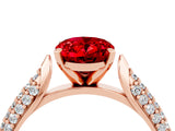 Rose gold Oval Cut Diamond Solitaire Engagement Ring with Pavé Band and Four-Prong Setting_4