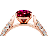 Rose gold Oval Cut Diamond Solitaire Engagement Ring with Pavé Band and Four-Prong Setting_4