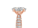 Rose gold Oval Cut Diamond Solitaire Engagement Ring with Pavé Band and Four-Prong Setting_5