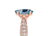 Rose gold Oval Cut Diamond Solitaire Engagement Ring with Pavé Band and Four-Prong Setting_5