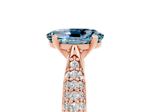 Rose gold Oval Cut Diamond Solitaire Engagement Ring with Pavé Band and Four-Prong Setting_5