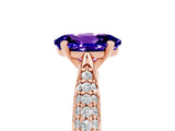 Rose gold Oval Cut Diamond Solitaire Engagement Ring with Pavé Band and Four-Prong Setting_5
