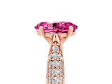 Rose gold Oval Cut Diamond Solitaire Engagement Ring with Pavé Band and Four-Prong Setting_5