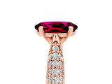 Rose gold Oval Cut Diamond Solitaire Engagement Ring with Pavé Band and Four-Prong Setting_5
