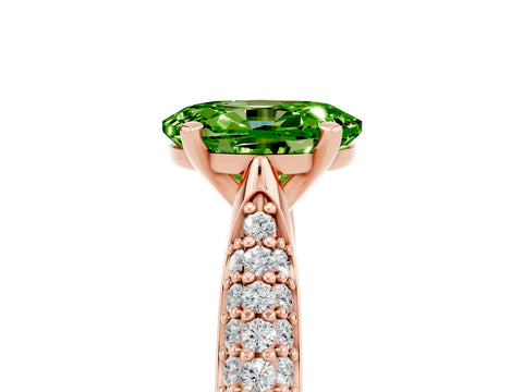 Rose gold Oval Cut Diamond Solitaire Engagement Ring with Pavé Band and Four-Prong Setting_5