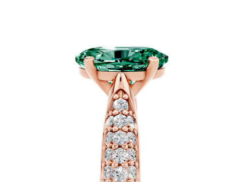 Rose gold Oval Cut Diamond Solitaire Engagement Ring with Pavé Band and Four-Prong Setting_5
