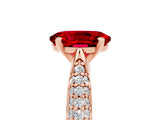 Rose gold Oval Cut Diamond Solitaire Engagement Ring with Pavé Band and Four-Prong Setting_5