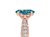 Rose gold Oval Cut Diamond Solitaire Engagement Ring with Pavé Band and Four-Prong Setting_5