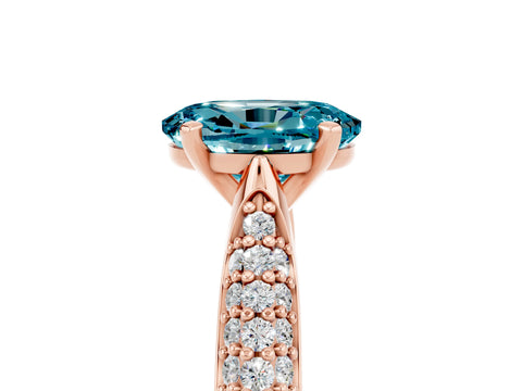 Rose gold Oval Cut Diamond Solitaire Engagement Ring with Pavé Band and Four-Prong Setting_5