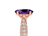 Rose gold Oval Cut Diamond Solitaire Engagement Ring with Pavé Band and Four-Prong Setting_5
