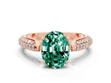 Rose gold Oval Cut Diamond Solitaire Engagement Ring with Pavé Band and Four-Prong Setting