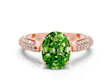 Rose gold Oval Cut Diamond Solitaire Engagement Ring with Pavé Band and Four-Prong Setting