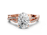 Rose gold Oval Cut Diamond Solitaire Engagement Ring with Twisted Pavé Band and Four-Prong Setting_70