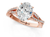 Rose gold Oval Cut Diamond Solitaire Engagement Ring with Twisted Pavé Band and Four-Prong Setting_71