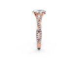 Rose gold Oval Cut Diamond Solitaire Engagement Ring with Twisted Pavé Band and Four-Prong Setting_72