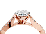 Rose gold Oval Cut Diamond Solitaire Engagement Ring with Twisted Pavé Band and Four-Prong Setting_74