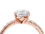 Rose gold Oval Cut Diamond Solitaire Pavé Engagement Ring with Round Band and Prong Setting_18