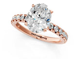 Rose gold Oval Cut Diamond Solitaire Pavé Engagement Ring with Round Band and Prong Setting_51