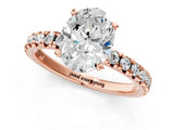 Rose gold Oval Cut Diamond Solitaire Pavé Engagement Ring with Round Band and Prong Setting_69