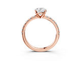Rose gold Oval Cut Diamond Solitaire Pavé Engagement Ring with Round Band and Prong Setting_71