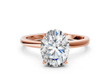 Rose gold Oval Cut Diamond Solitaire Ring with Classic Band and Four-Prong Setting_3