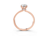 Rose gold Oval Cut Diamond Solitaire Ring with Classic Band and Four-Prong Setting_6