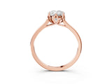 Rose gold Oval Cut Diamond Solitaire Ring with Flower Prong Setting and Classic Band_15