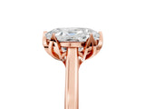 Rose gold Oval Cut Diamond Solitaire Ring with Flower Prong Setting and Classic Band_17