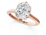 Rose gold Oval Cut Diamond Solitaire Ring with Flower Prong Setting and Classic Band_37