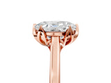 Rose gold Oval Cut Diamond Solitaire Ring with Flower Prong Setting and Classic Band_41
