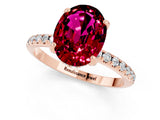 Rose gold Oval Cut Diamond Solitaire Ring with Four-Prong Setting and Pavé Band_1