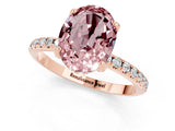 Rose gold Oval Cut Diamond Solitaire Ring with Four-Prong Setting and Pavé Band_1