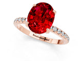 Rose gold Oval Cut Diamond Solitaire Ring with Four-Prong Setting and Pavé Band_1