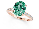 Rose gold Oval Cut Diamond Solitaire Ring with Four-Prong Setting and Pavé Band_1