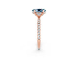 Rose gold Oval Cut Diamond Solitaire Ring with Four-Prong Setting and Pavé Band_2
