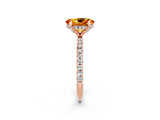 Rose gold Oval Cut Diamond Solitaire Ring with Four-Prong Setting and Pavé Band_2