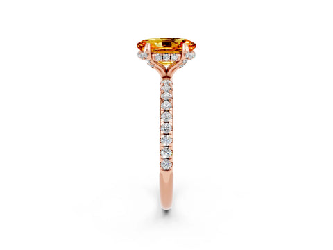 Rose gold Oval Cut Diamond Solitaire Ring with Four-Prong Setting and Pavé Band_2