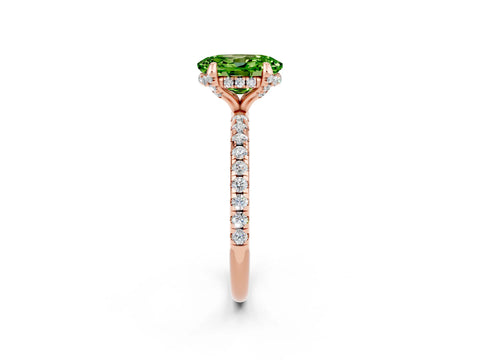 Rose gold Oval Cut Diamond Solitaire Ring with Four-Prong Setting and Pavé Band_2