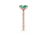 Rose gold Oval Cut Diamond Solitaire Ring with Four-Prong Setting and Pavé Band_2
