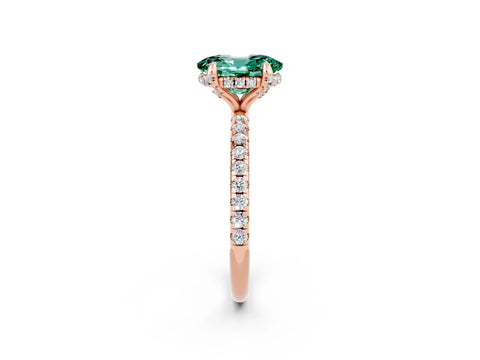 Rose gold Oval Cut Diamond Solitaire Ring with Four-Prong Setting and Pavé Band_2