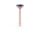 Rose gold Oval Cut Diamond Solitaire Ring with Four-Prong Setting and Pavé Band_2