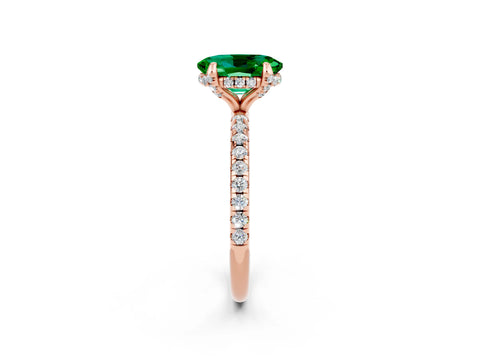 Rose gold Oval Cut Diamond Solitaire Ring with Four-Prong Setting and Pavé Band_2