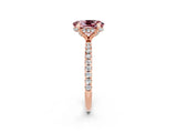 Rose gold Oval Cut Diamond Solitaire Ring with Four-Prong Setting and Pavé Band_2