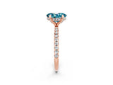Rose gold Oval Cut Diamond Solitaire Ring with Four-Prong Setting and Pavé Band_2