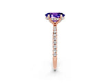 Rose gold Oval Cut Diamond Solitaire Ring with Four-Prong Setting and Pavé Band_2